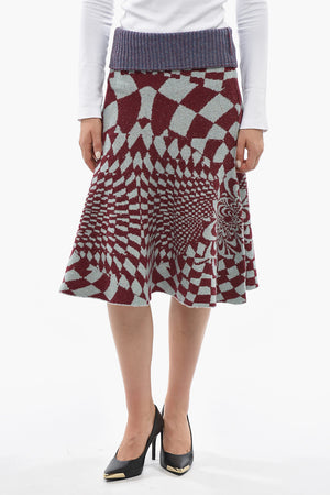 Ausgestellter Strickrock mit geometrischem Muster