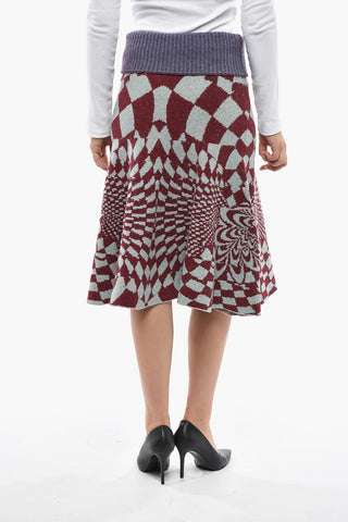 Ausgestellter Strickrock mit geometrischem Muster
