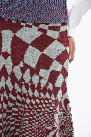 Ausgestellter Strickrock mit geometrischem Muster