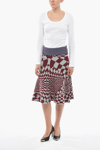 Ausgestellter Strickrock mit geometrischem Muster