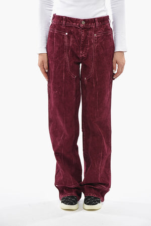 Pantaloni Workwear in Denim Stretch con Finitura Vellutata 25cm
