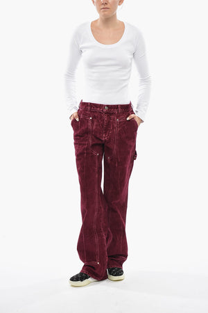 Pantaloni Workwear in Denim Stretch con Finitura Vellutata 25cm