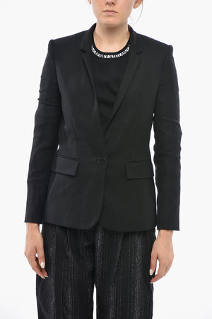 Wool Blazer With Flap Pockets And Classic Lapel
