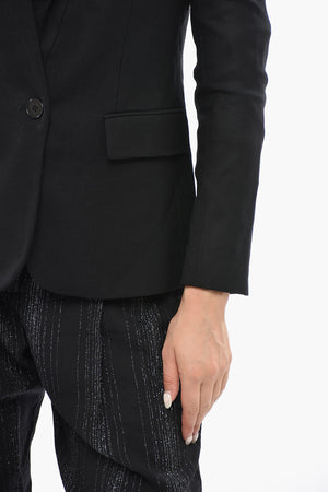 Blazer in Lana con Tasche ad Alette e Rever Classico