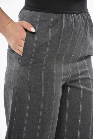Wollhose Mit Lurex-Streifen Und Elastischem Bund