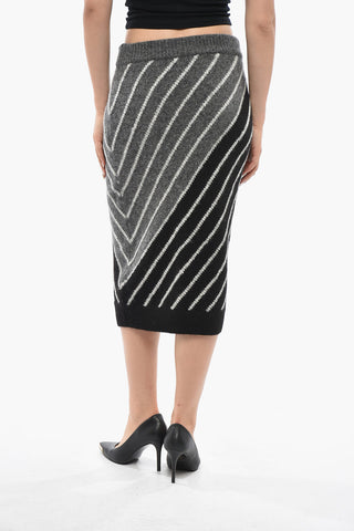 FRANK STELLA Contrast-Striped Knit Pencil Skirt