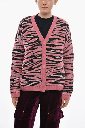 Cardigan Mit Animalier-Muster Und V-Ausschnitt