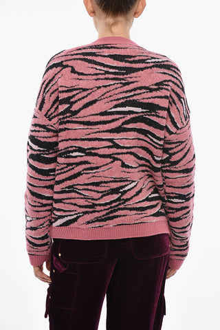 Animal-Print Cardigan With V-Neck