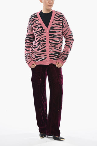 Animal-Print Cardigan With V-Neck