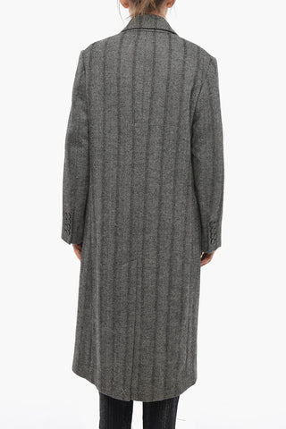 Double-Breasted Wool-Blend Coat KATHERINE with Herringbone Pattern