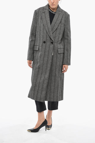 Double-Breasted Wool-Blend Coat KATHERINE with Herringbone Pattern