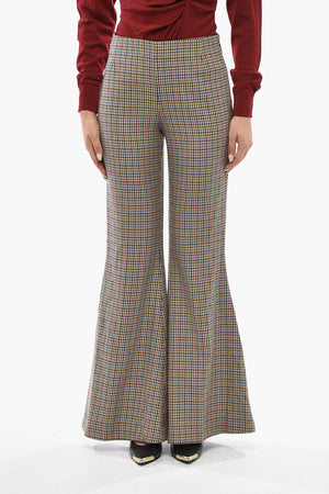 Pantaloni Svasati MONA in Lana a Fantasia Pied-de-Poule