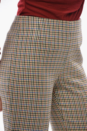 Pantaloni Svasati MONA in Lana a Fantasia Pied-de-Poule