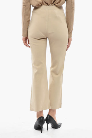 Solid-Color Trousers With Elastic Waist And Ankle Slit