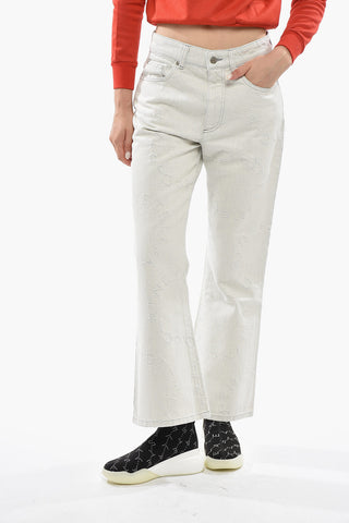 Flared Leg Jeans with All-Over Logo 26cm