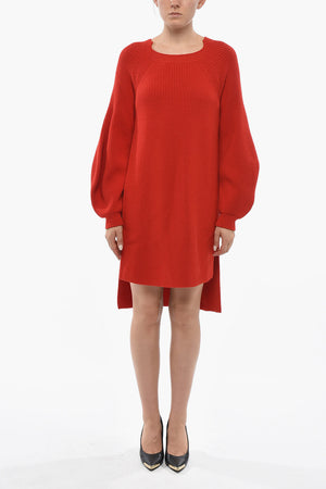 Asymmetric Knit Dress with Side Slits