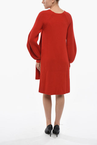 Asymmetric Knit Dress with Side Slits