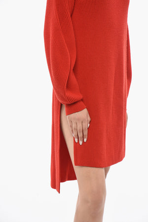 Asymmetric Knit Dress with Side Slits
