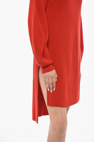 Asymmetric Knit Dress with Side Slits
