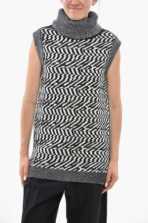 Sleeveless Wool Turtleneck