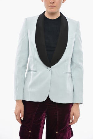 Blazer CELINA in Lana Stretch con Collo Sciallato a Contrasto