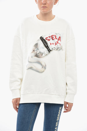 Printed Brushed Cotton Crewneck Sweatshirt