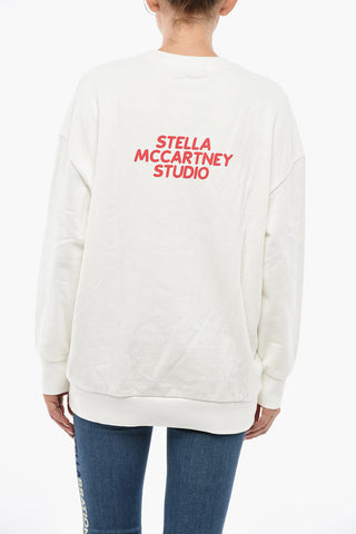 Printed Brushed Cotton Crewneck Sweatshirt
