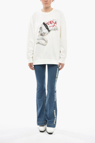 Printed Brushed Cotton Crewneck Sweatshirt