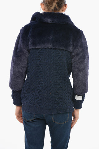Short Virgin Wool Coat with Faux Fur Details