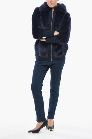 Short Virgin Wool Coat with Faux Fur Details