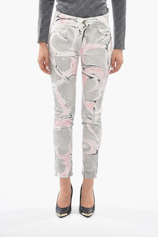 Stretch Denim Jeans With Marble-Effect Wash 15cm