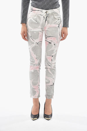 Stretch Denim Jeans With Marble-Effect Wash 15cm