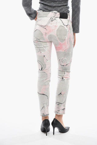 Stretch Denim Jeans With Marble-Effect Wash 15cm
