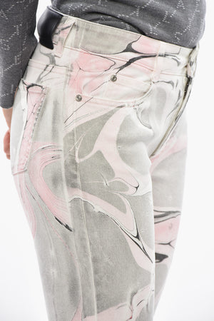 Stretch Denim Jeans With Marble-Effect Wash 15cm