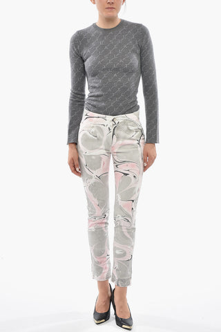 Stretch Denim Jeans With Marble-Effect Wash 15cm