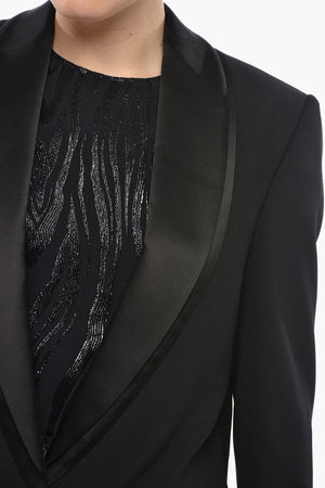 Twill Tuxedo Blazer With Shawl Collar