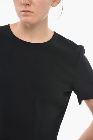 Solid-Color Short-Sleeve Dress