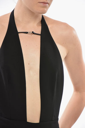 Mini Vestito Halterneck con Scollatura Profonda
