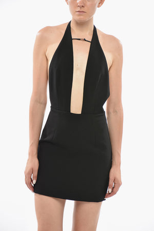Halterneck Mini Dress With Deep Plunge Neckline
