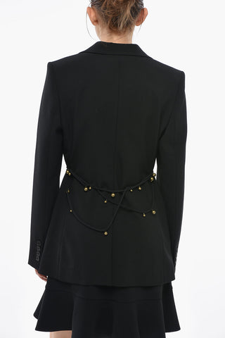 Solid-Color Twill Jacket With Lace-up Detail Embellished With Gold Accents