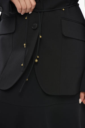 Giacca in Twill a Tinta Unita con Dettaglio Lace-up Impreziosito da Dettagli Dorati