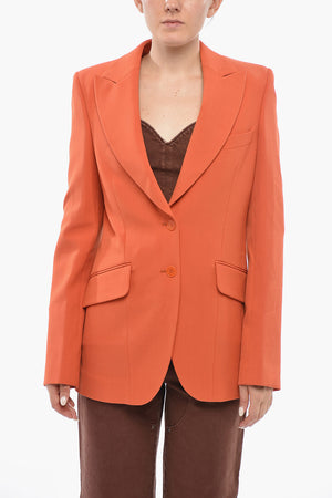 Blazer in Misto Lana a Tinta Unita con Rever a Lancia