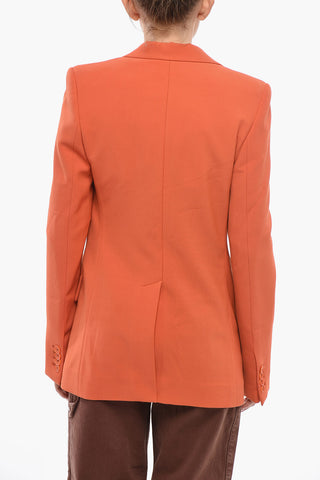 Wool-Blend Solid-Color Blazer With Peaked Lapel