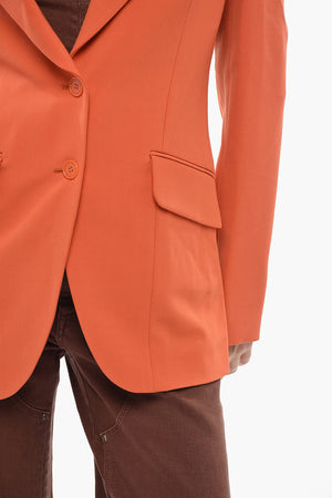 Blazer in Misto Lana a Tinta Unita con Rever a Lancia