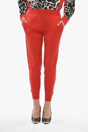 Pantaloni in Lana Vergine con Elastico in Vita e Polsini