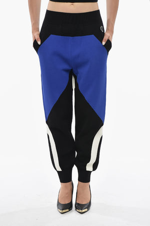 Pantaloni Casual Color Block con Elastico in Vita