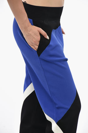 Pantaloni Casual Color Block con Elastico in Vita