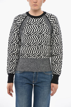Two-Tone Wool Crewneck Sweater
