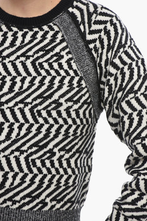 Two-Tone Wool Crewneck Sweater