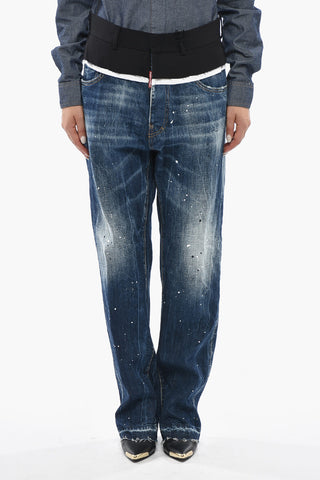 Vintage-Effect Jeans With Painted Frayed Hem